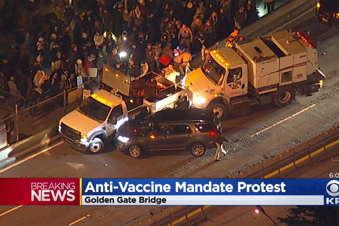 5 injured, including 2 cops, at Golden Gate Bridge anti-vaxxer rally