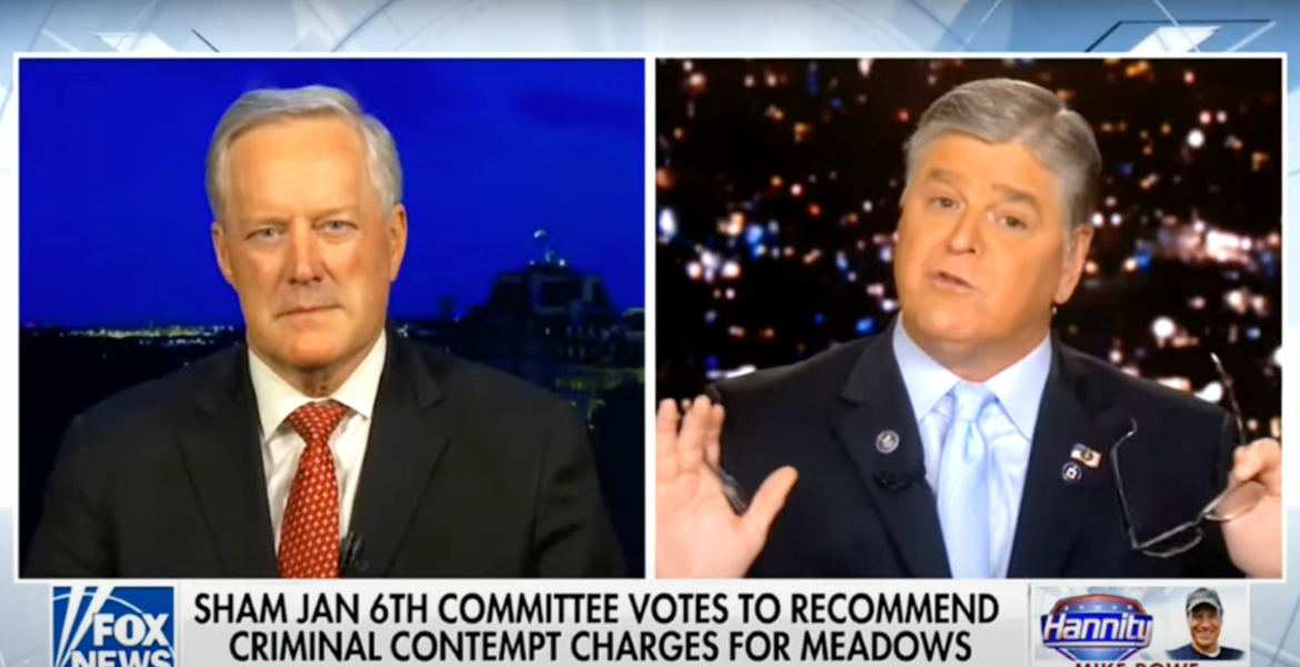 Hannity Interviews Meadows After Damning Jan. 6 Text Story, Doesn’t Mention It At All