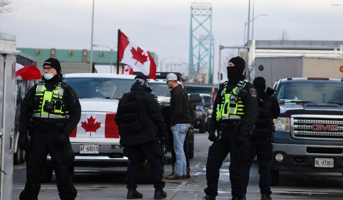 Police Move to Clear Trucker Protesters from Key U.S.-Canada Crossing