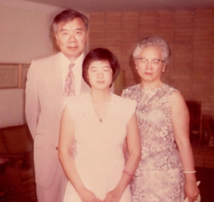 The author with her parents in their St. Clair Shores, Michigan, home in 1977.